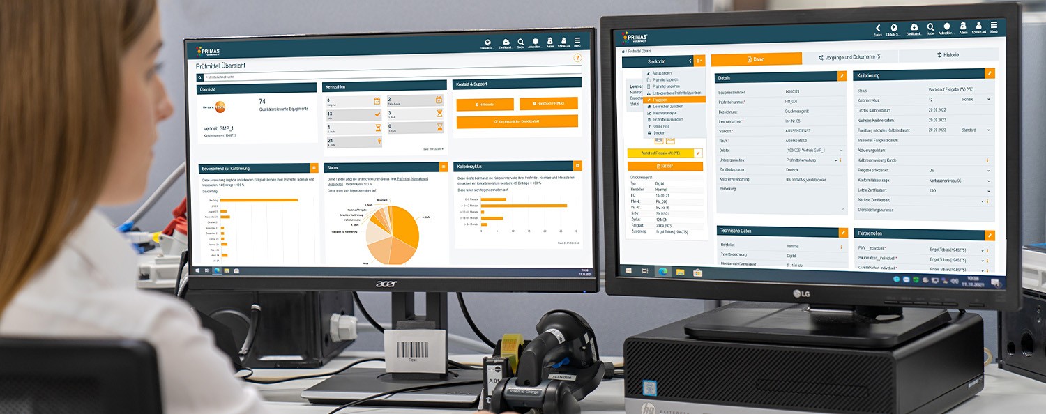Test equipment management with the validated test equipment management solution PRIMAS validated